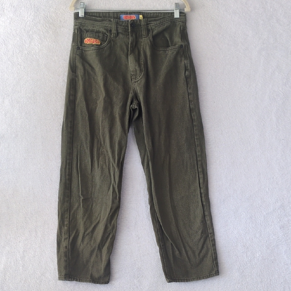 Empyre Womens Green Relaxed Fit High Rise Straight Leg Jeans Waist 28